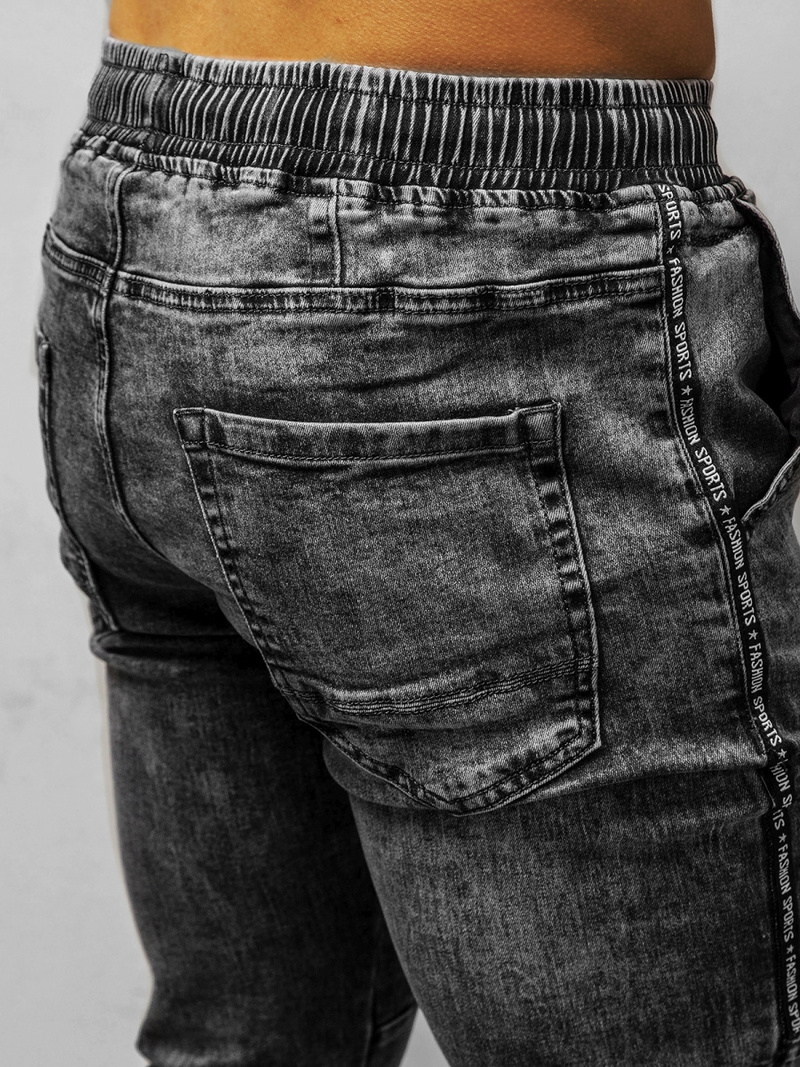 Spodnie jeansowe joggery męskie grafitowe OZONEE DR/TF126