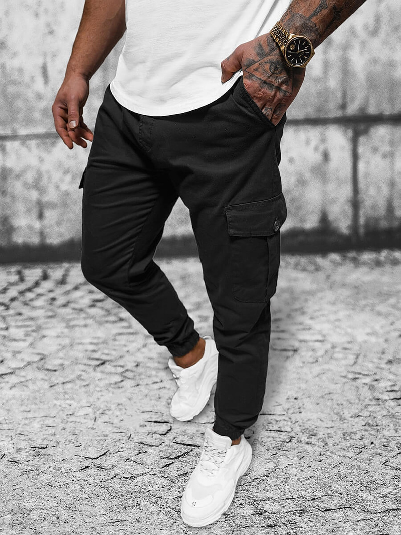 Чоловічі штани джоггери чорнi OZONEE O/PAN23023