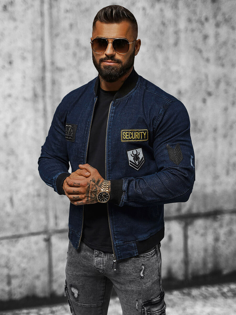 Чоловіча джинсова куртка Ультрамаринова OZONEE NB/MJ509BZ