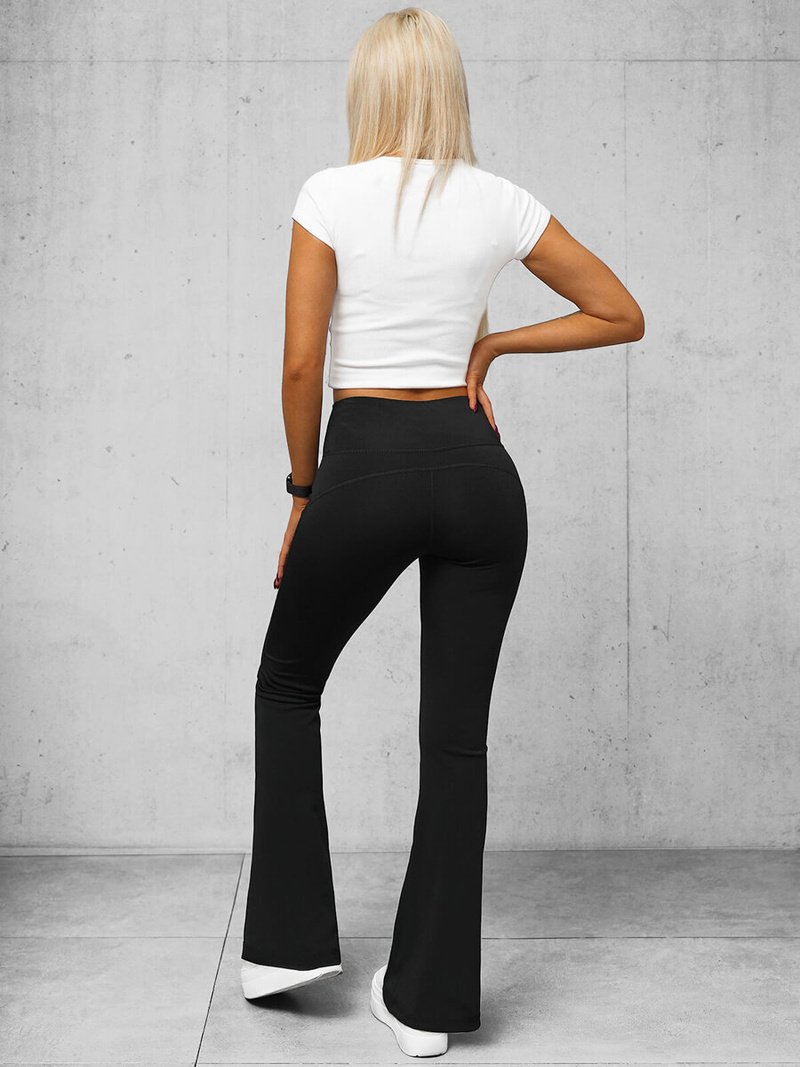 Legginsy damskie z szeroką nogawką czarne OZONEE O/KTK006-J