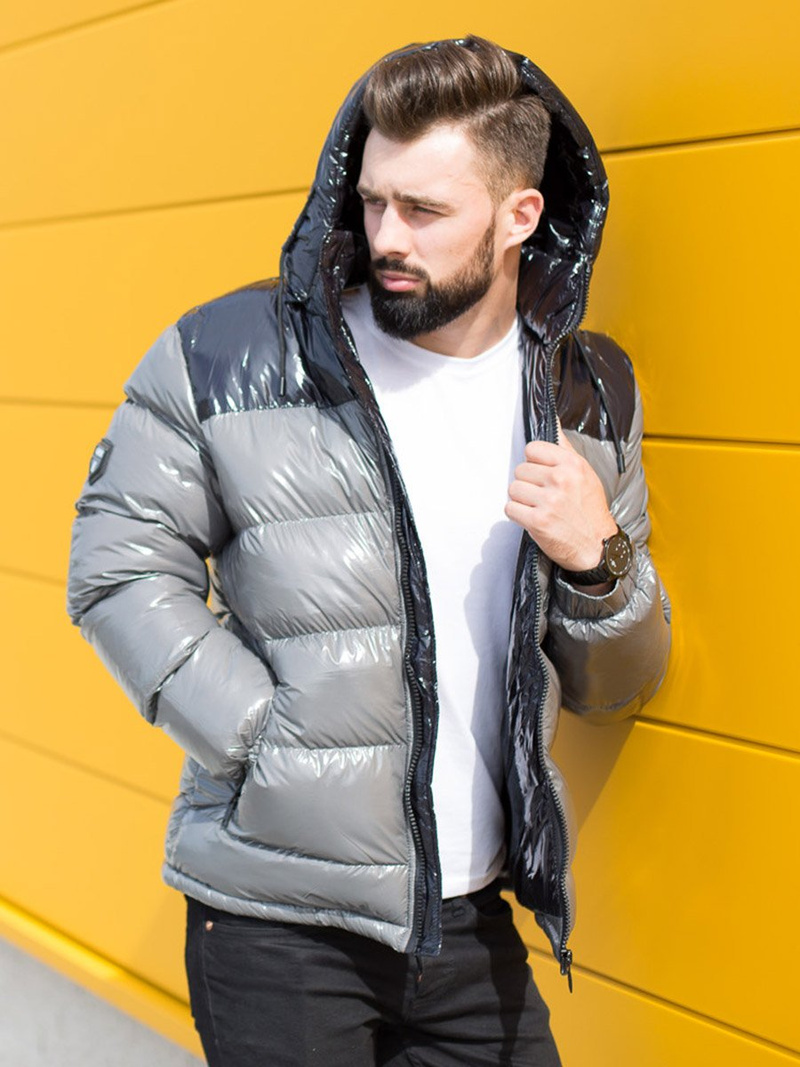 Kurtka zimowa męska pikowana szara OZONEE N/6462