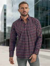 Koszula męska w kratę bordowa OZONEE V/V176