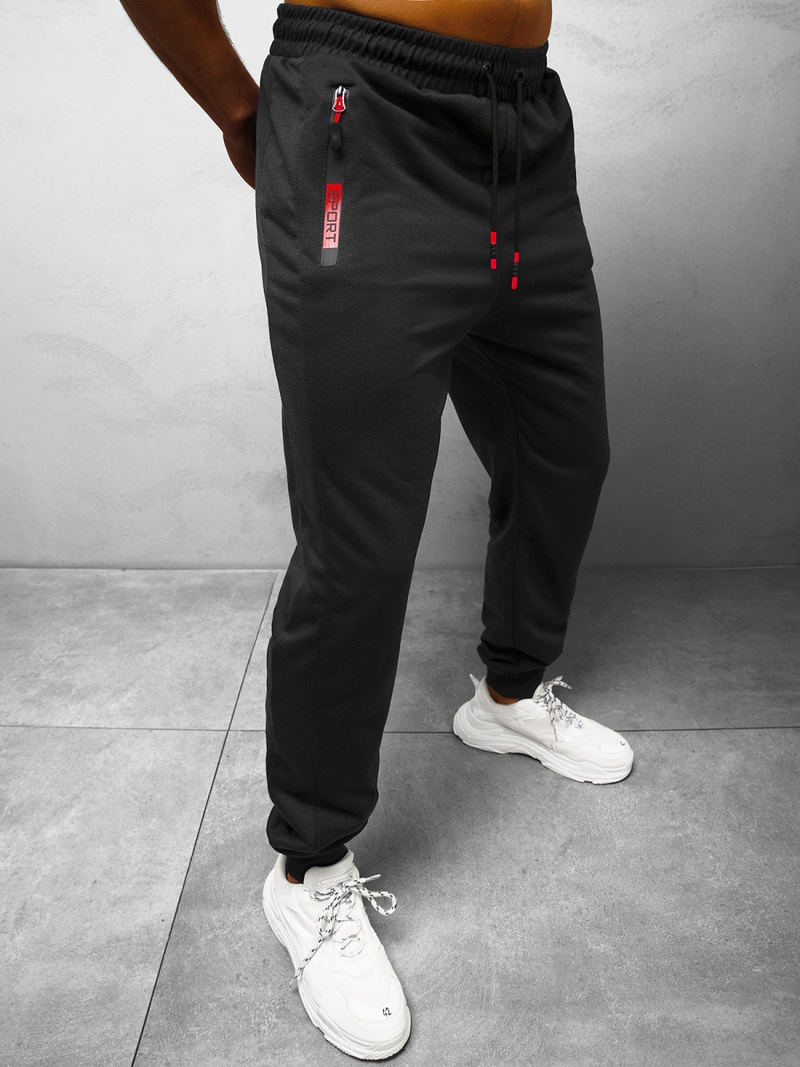 Spodnie dresowe męskie czarne OZONEE JS/68K10339