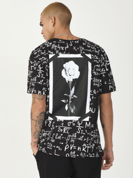 T-Shirt męski z nadrukiem czarny OZONEE MR/21533