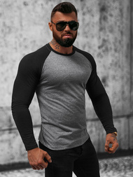 Футболка з довгим рукавом чоловіча Графiтово-Чорна OZONEE O/B261