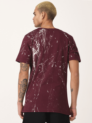 T-Shirt męski z nadrukiem bordowy OZONEE MR/21551