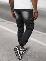 Spodnie jeansowe joggery męskie czarne OZONEE NB/MP0108N