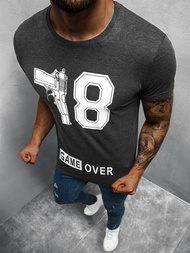 T-Shirt męski z nadrukiem grafitowy OZONEE O/1174Z