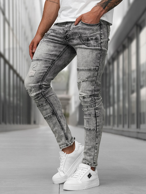 Spodnie jeansowe męskie slim fit grafitowe OZONEE NB/MP0163NZ