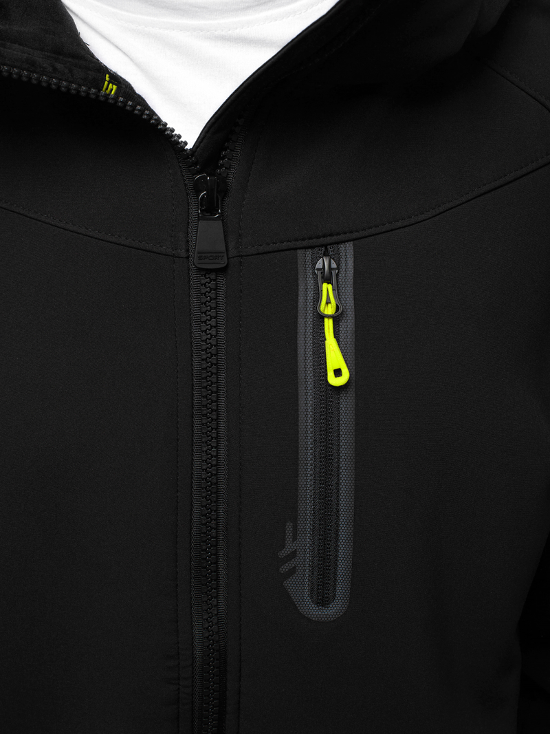 Kurtka softshell męska z kapturem czarno-żółta OZONEE GE/12269Z