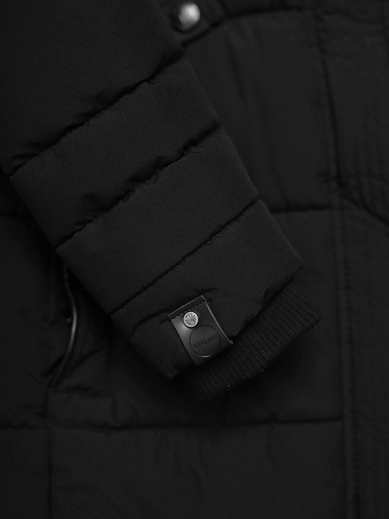 Kurtka zimowa damska długa pikowana czarna OZONEE O/W377Z