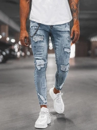 Spodnie jeansowe męskie jasno-niebieskie OZONEE DP/214