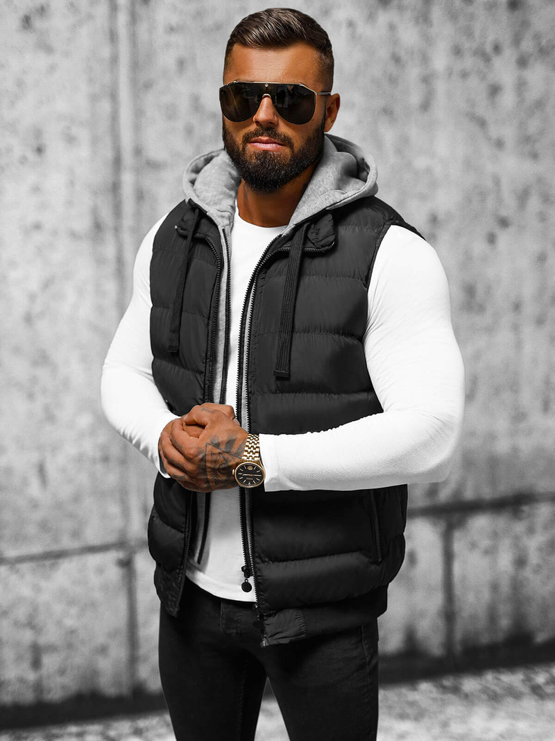 Kamizelka męska pikowana czarna OZONEE JS/M751/392Z