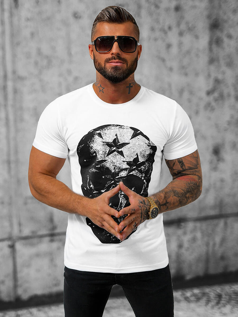 T-shirt męski biały OZONEE O/T121/1Z