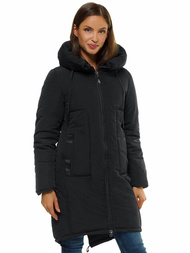 Kurtka zimowa damska parka z kapturem czarna OZONEE O/TY033/1/21
