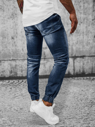 Spodnie jeansowe joggery męskie ciemno-niebieskie OZONEE NB/MP0115BS