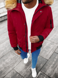 Kurtka zimowa męska z futerkiem bordowa OZONEE JS/M2019/6Z