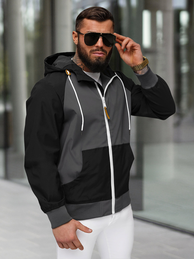 Kurtka męska bomberka czarna OZONEE JS/5M3213/392