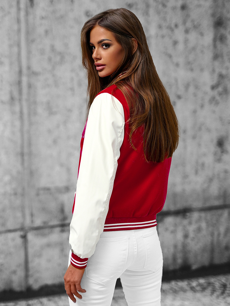 Kurtka damska bomberka czerwona OZONEE JS/16M9067/270