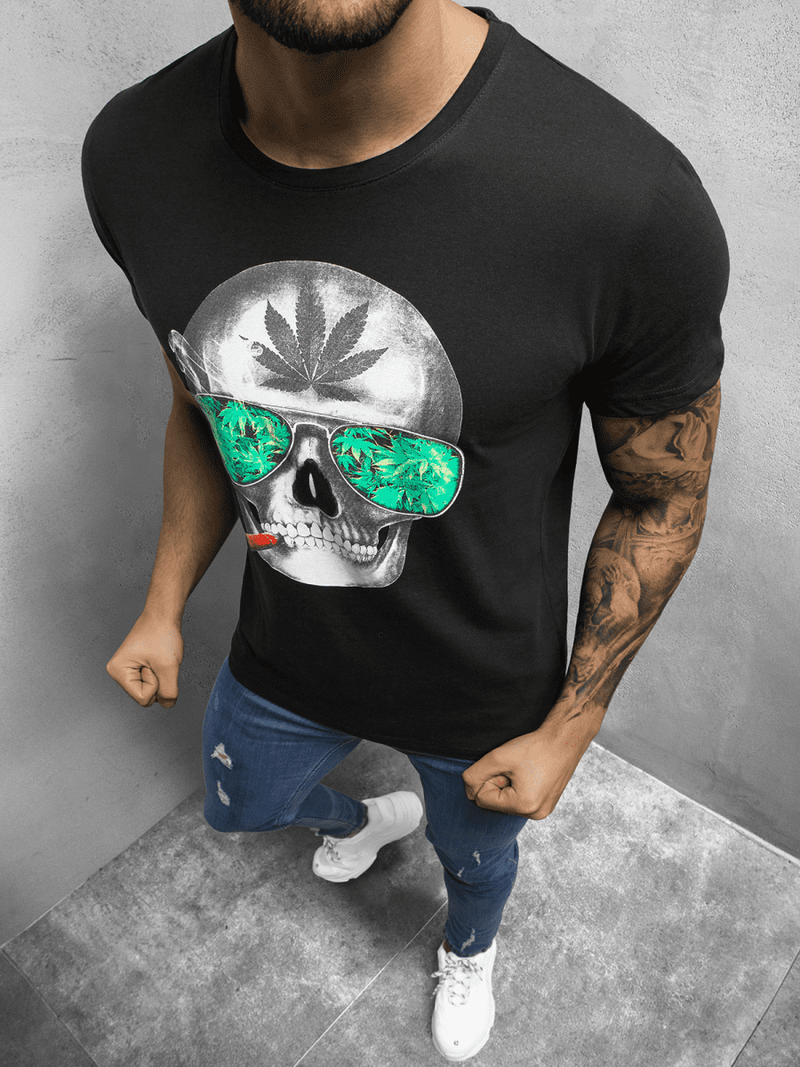 T-Shirt męski z nadrukiem czarny OZONEE O/1192