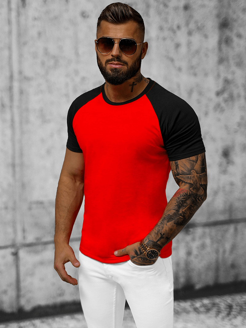 Футболка чоловіча Червоно-Чорна OZONEE JS/8T82/8Z