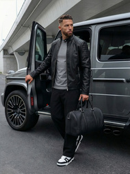 Kurtka skórzana męska czarna OZONEE JS/11Z8139