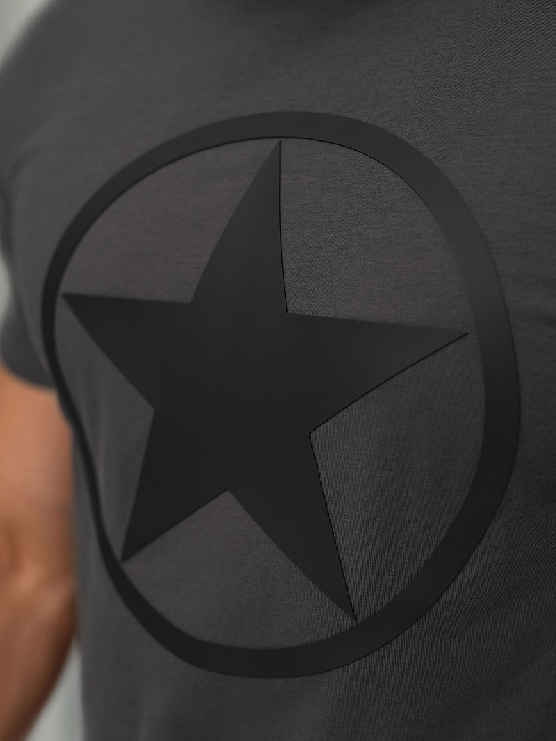 T-shirt męski slim fit grafitowy OZONEE NB/MT3151