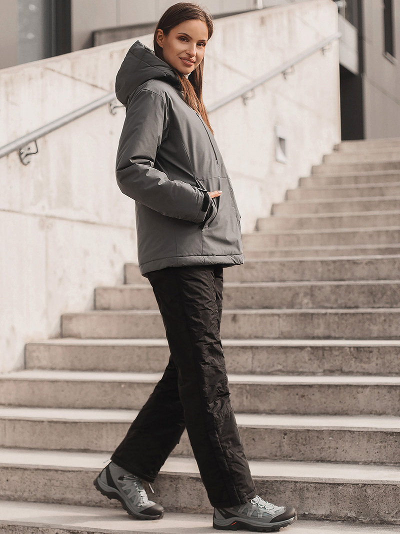 Kurtka damska zimowa ciemno-szara OZONEE JS/HH012/2