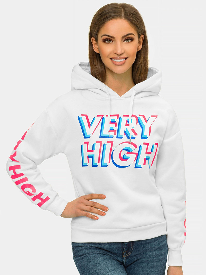 Bluza z kapturem damska biała OZONEE JS/B26012