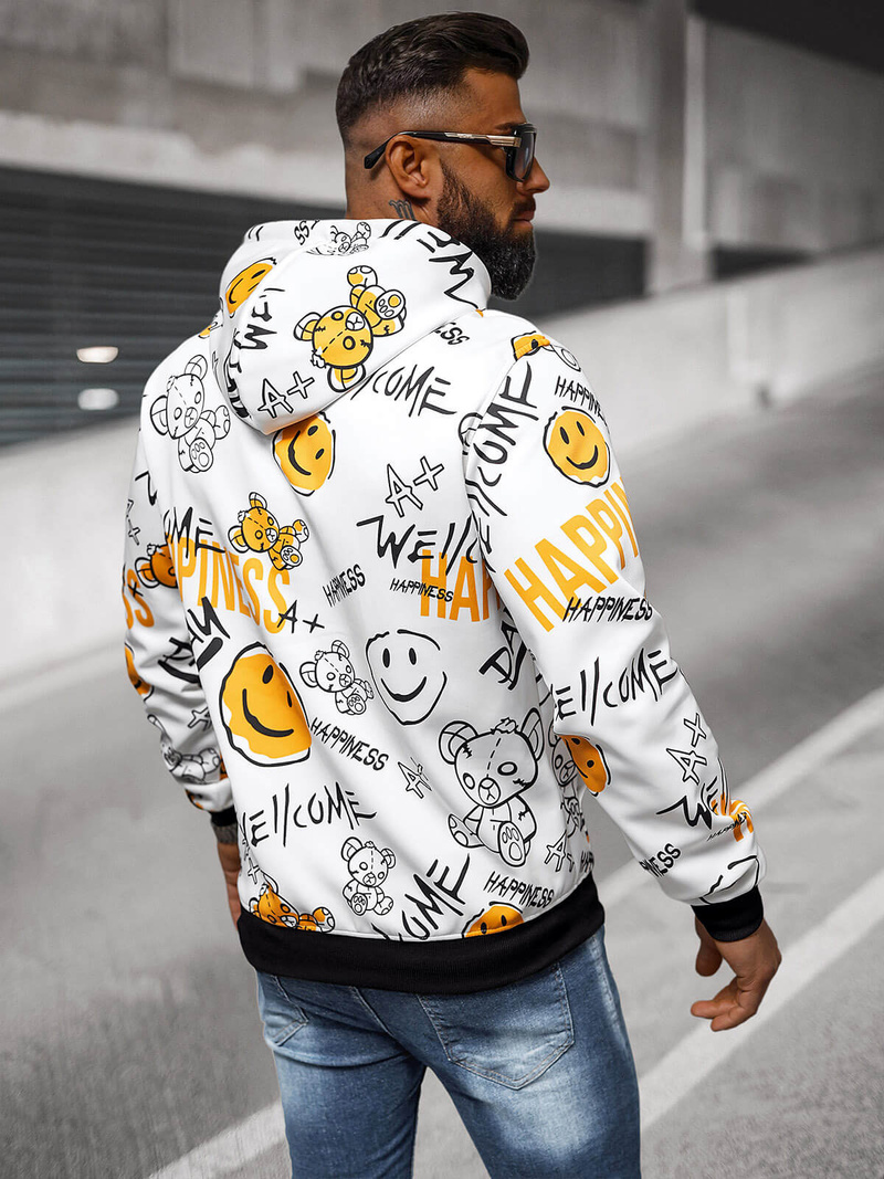 Bluza z kapturem męska biała OZONEE JS/8B1226/1