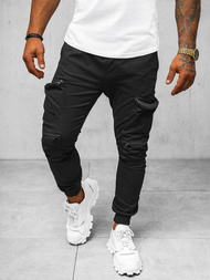 Spodnie męskie chino joggery czarne OZONEE O/475