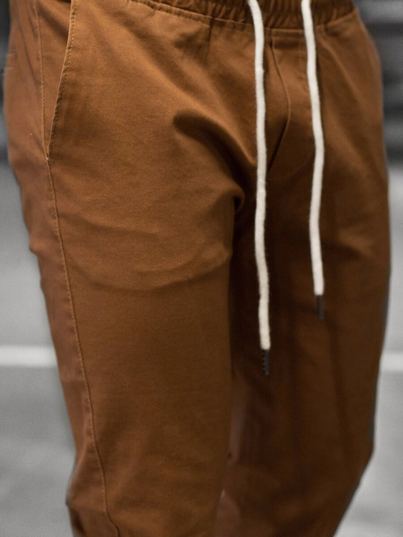 Spodnie męskie chino joggery brązowe OZONEE JB/JP1145/15