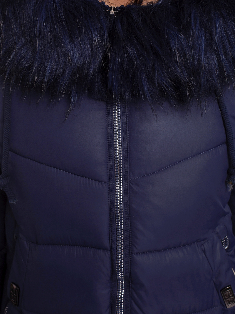 Kurtka zimowa damska parka z futerkiem granatowa OZONEE O/SW028/2