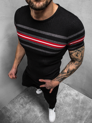 Bluzka z krótkim rękawem męska czarna OZONEE L/2296Z