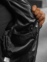 Kurtka zimowa męska skórzana czarna OZONEE O/M795Z