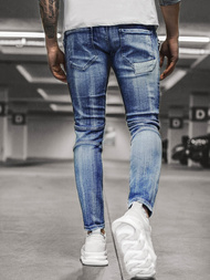 Spodnie jeansowe joggery męskie niebieskie OZONEE O/B4925