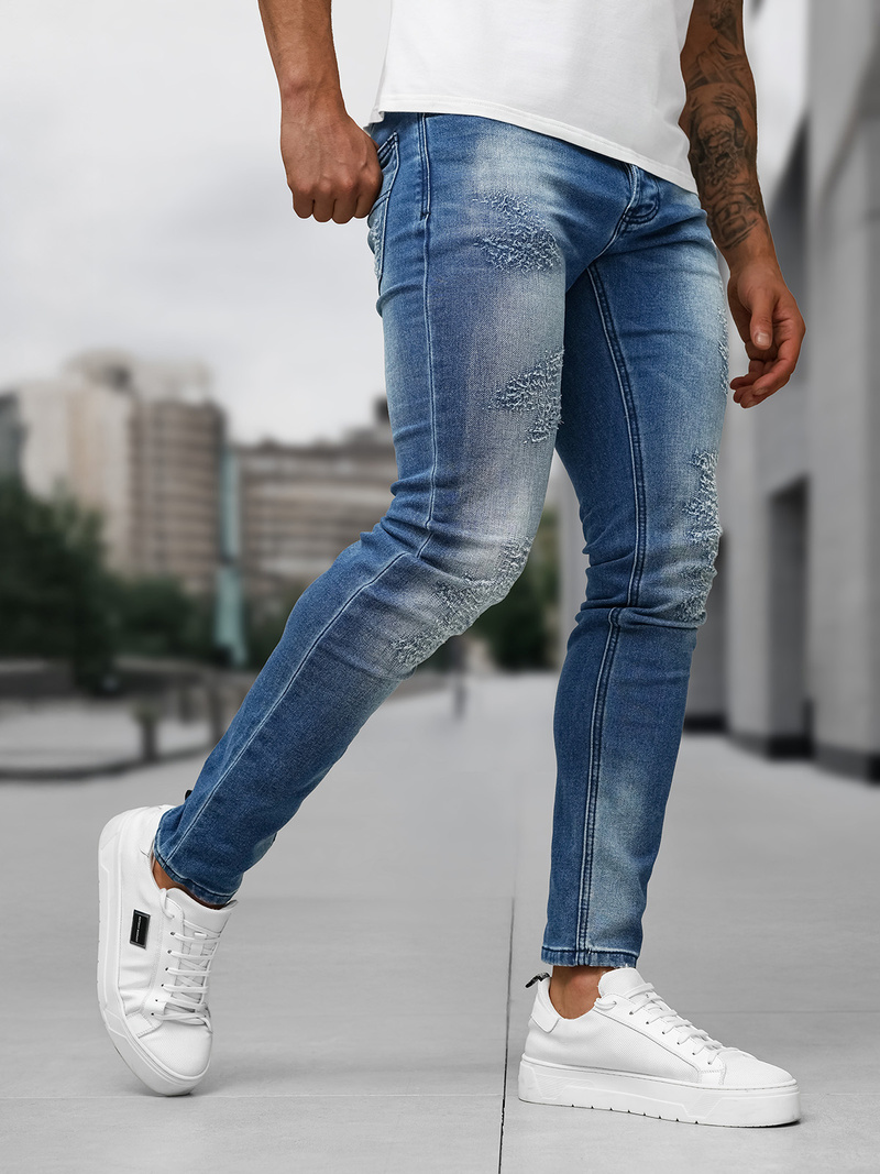 Spodnie jeansowe męskie slim fit niebieskie OZONEE NB/MP0009BZ