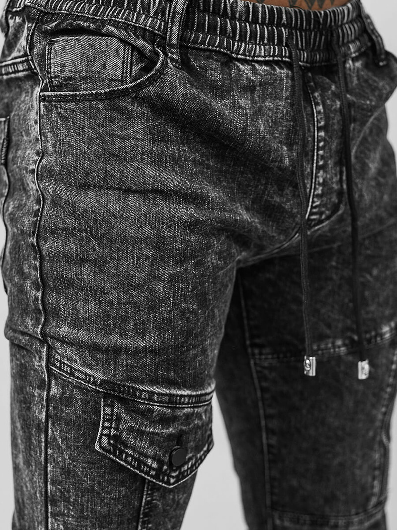 Spodnie jeansowe joggery męskie czarne OZONEE NB/MP0107N