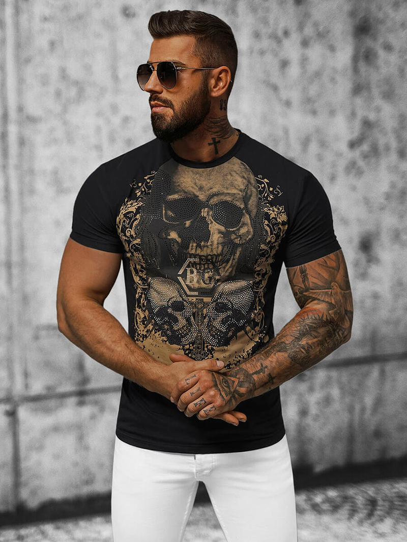 T-shirt męski slim fit czarny OZONEE NB/MT3020