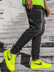 Штани чоловічі джоггери чорний і зелений OZONEE JS/KK1096