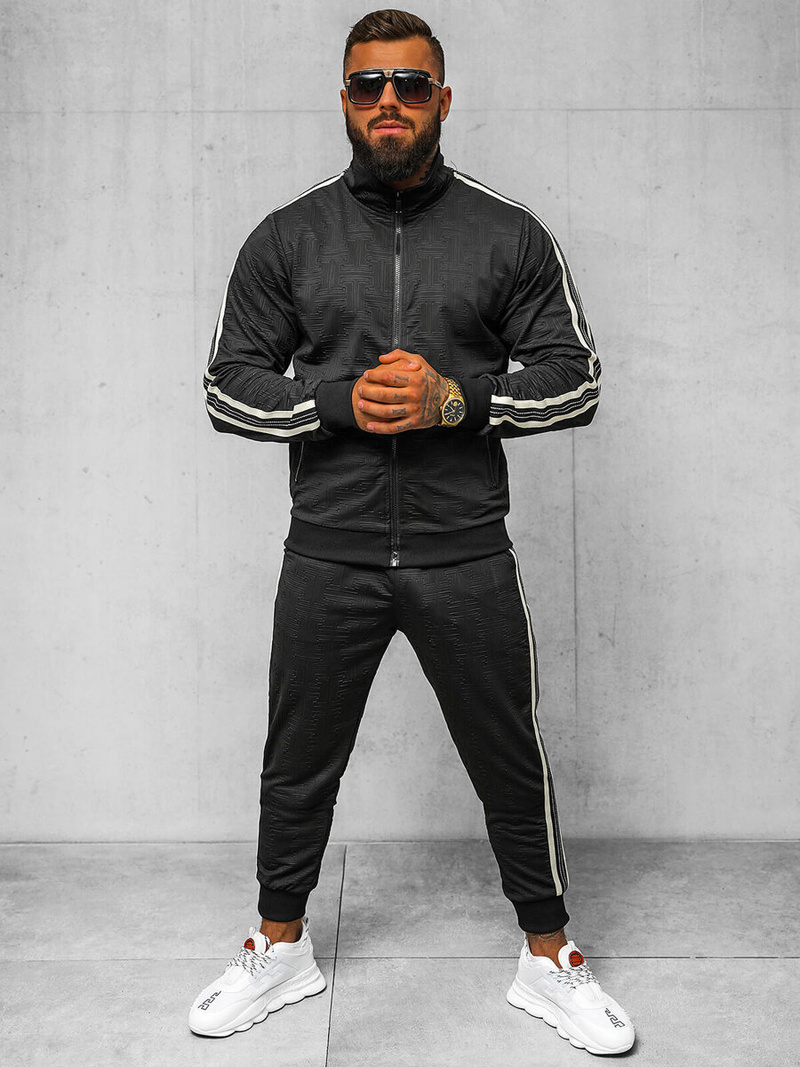 Komplet dresowy męski czarny OZONEE O/3C101/9