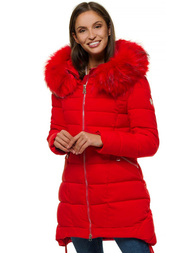 Kurtka zimowa damska parka z futerkiem czerwona OZONEE O/SW029/4
