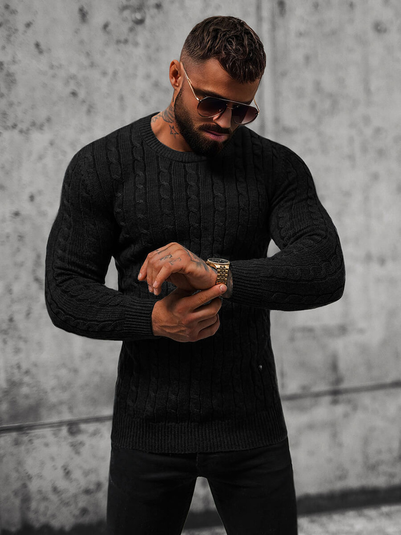 Sweter męski czarny OZONEE NB/MM6021/4Z