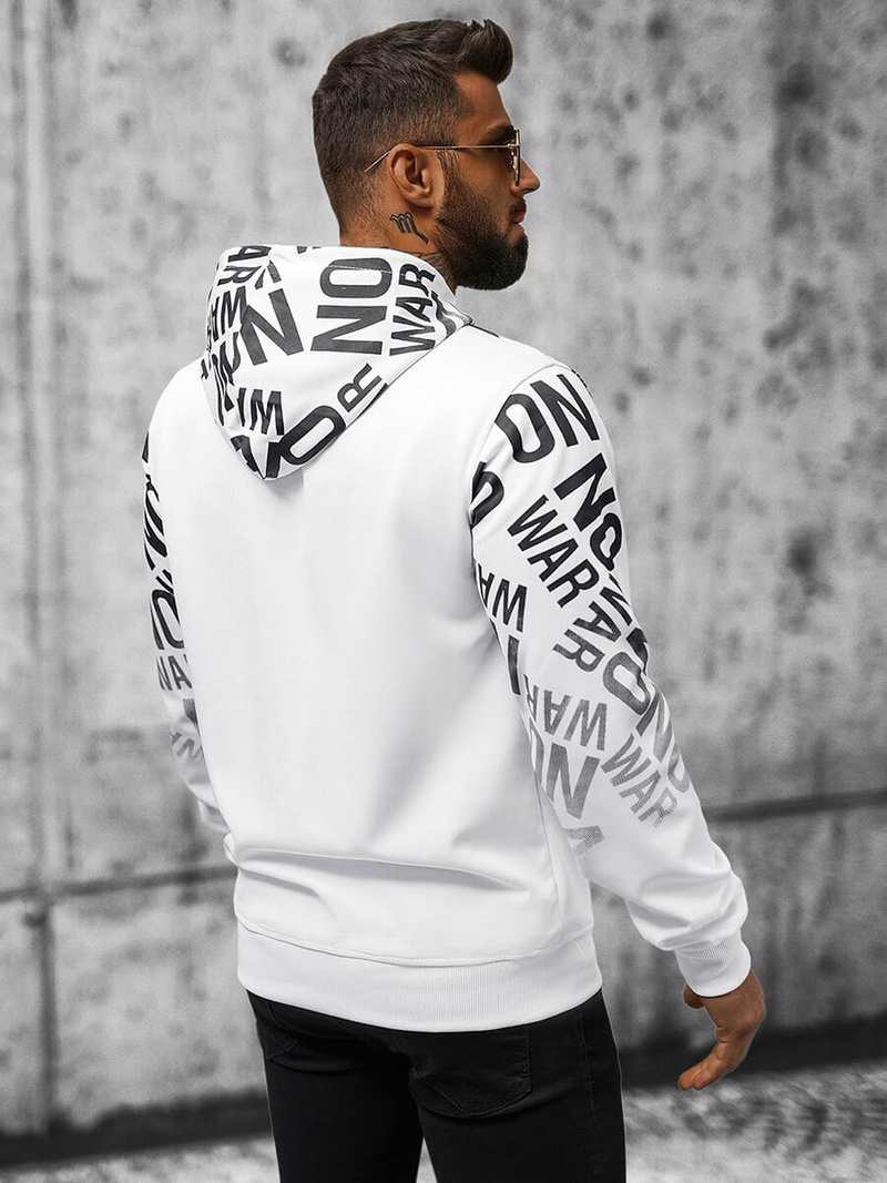 Bluza z kapturem męska biała OZONEE JS/8B998/1