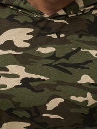 Koszulka bez rękawów z kapturem męska beżowo-brązowy-moro OZONEE O/2537