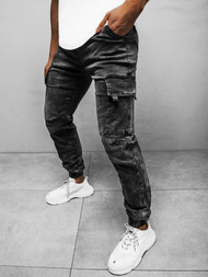 Spodnie jeansowe joggery męskie czarne OZONEE DR/TF128