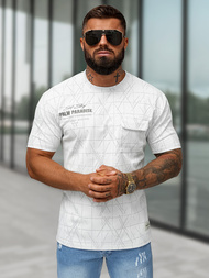 T-shirt męski regular fit biały OZONEE O/QQ1530