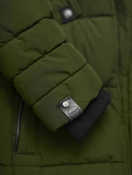 Kurtka zimowa damska długa pikowana khaki OZONEE O/W377