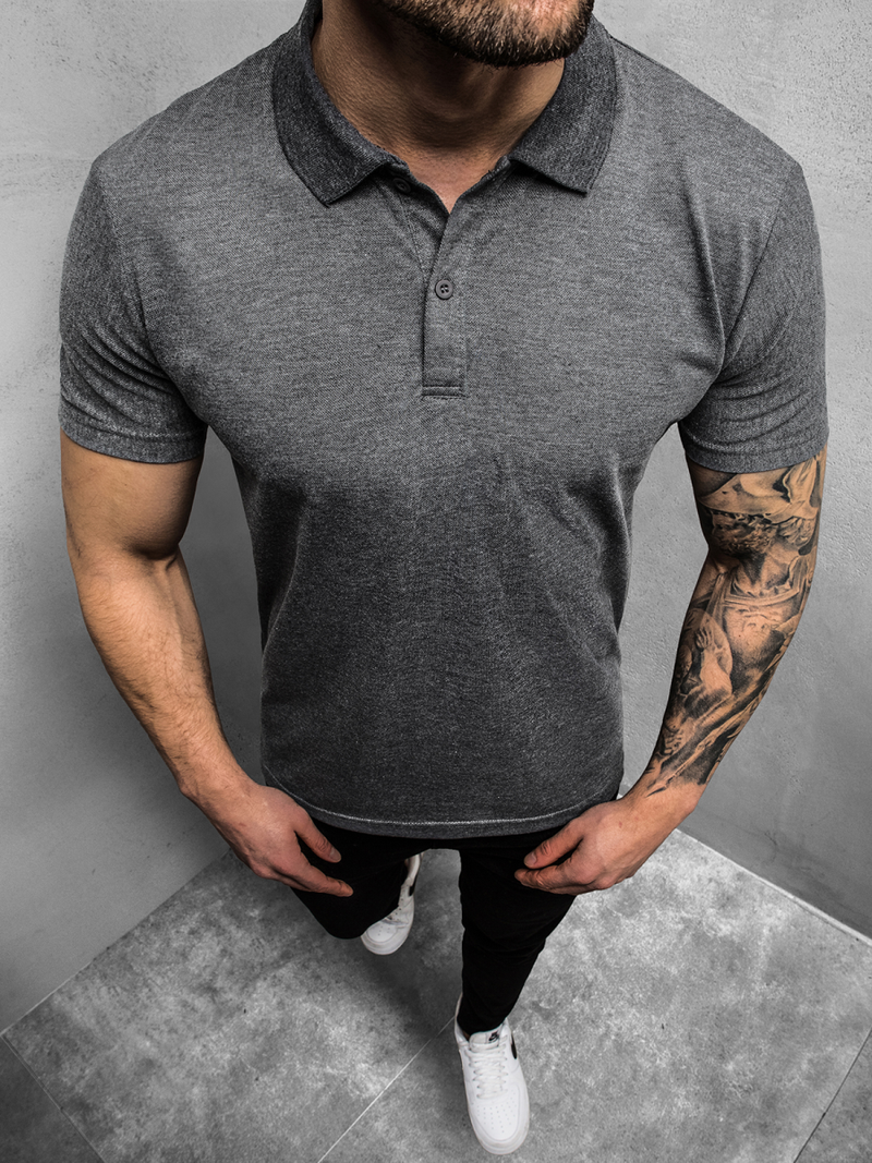 Koszulka polo męska grafitowa OZONEE JS/GD01Z