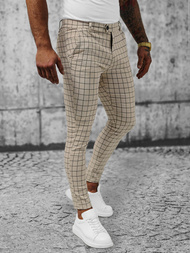 Spodnie męskie chino materiałowe beżowe OZONEE O/P4024